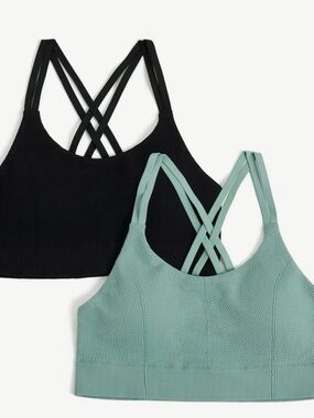 Justice Crisscross Sports Bralettes in Black & Sage